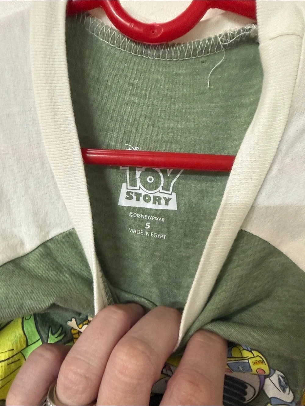 Disney Kids Raglan Tee - Green & White with Toy Story Characters